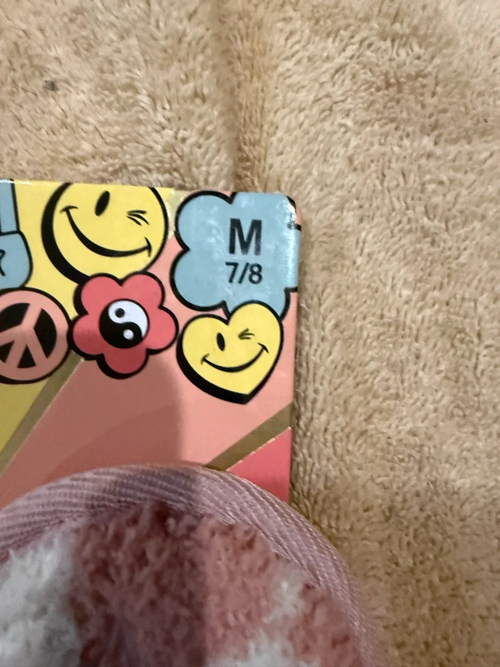 Joe Boxer Pink & White Check Plush Slide Slippers with Smiley Face